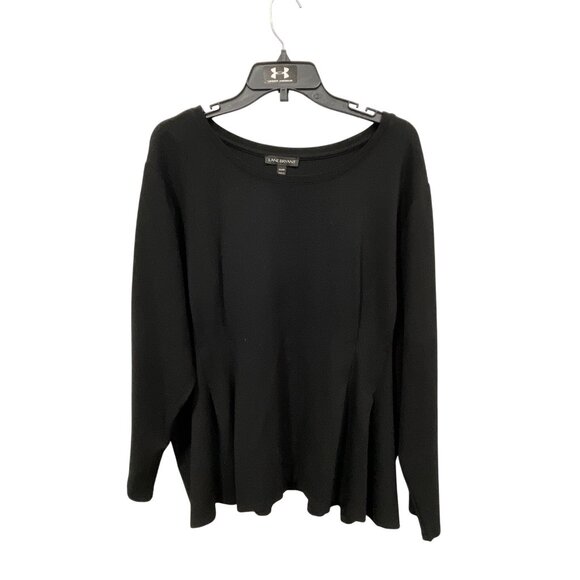Lane Bryant Pleated Long Sleeve Top Womens 26/28 Black Rayon Blend Minimalist - Picture 1 of 6